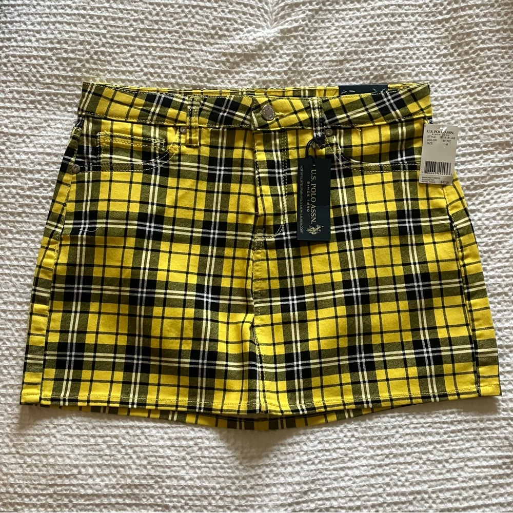 US Polo Assn Yellow Plaid Skirt